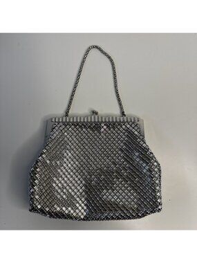 Vintage Purse Whiting & Davis Co Bags USA Silver Shimmer Mesh Clutch